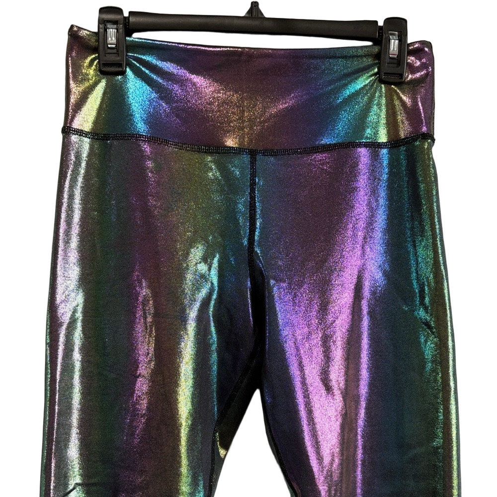 ZYIA Iridescent Metallic Purple Green High-Waist Leggings - Picture 2 of 9